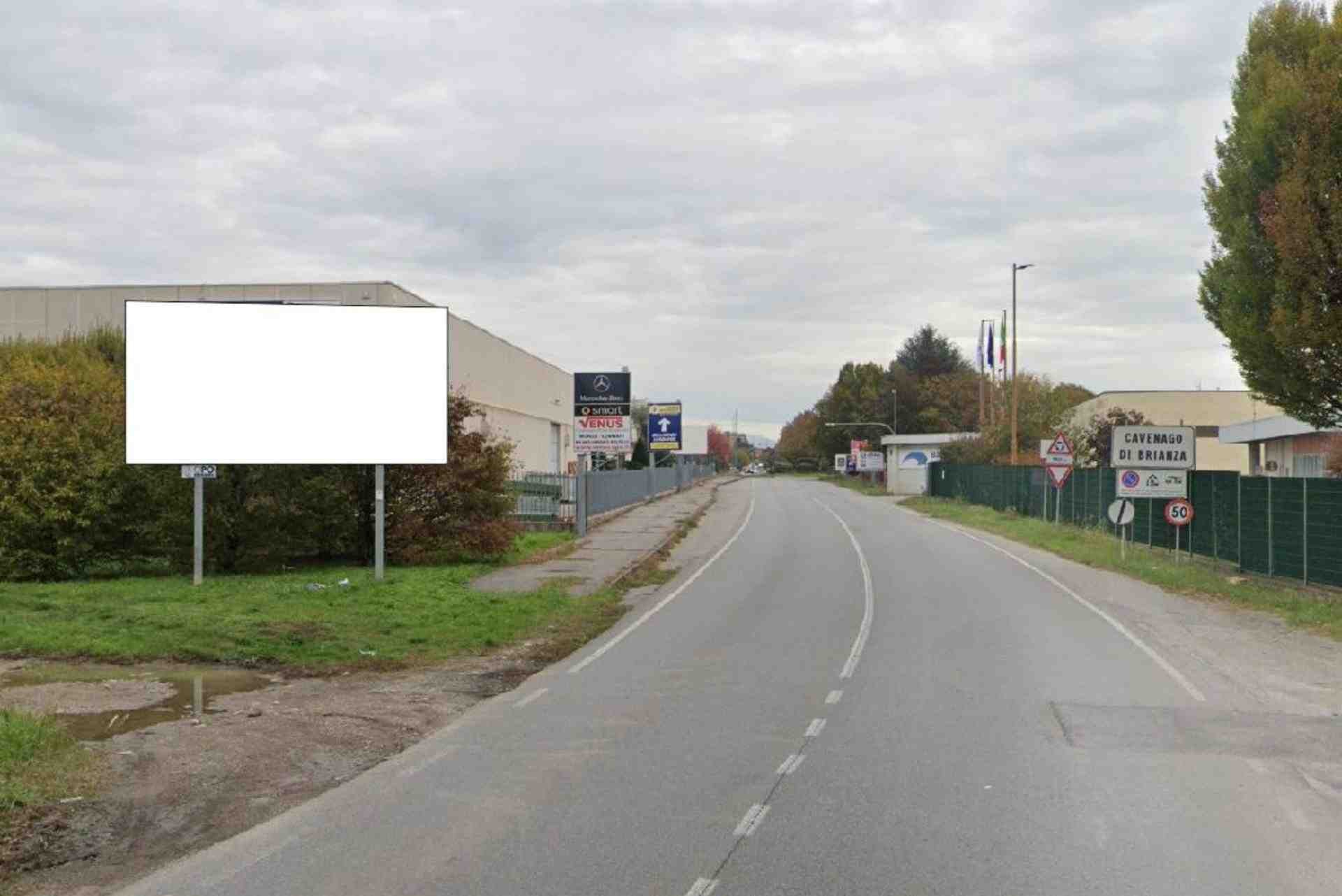 Temporary billboard S.p. 121 Km. 16+837/sx dir Cavenago, Cavenago DI Brianza, Italy