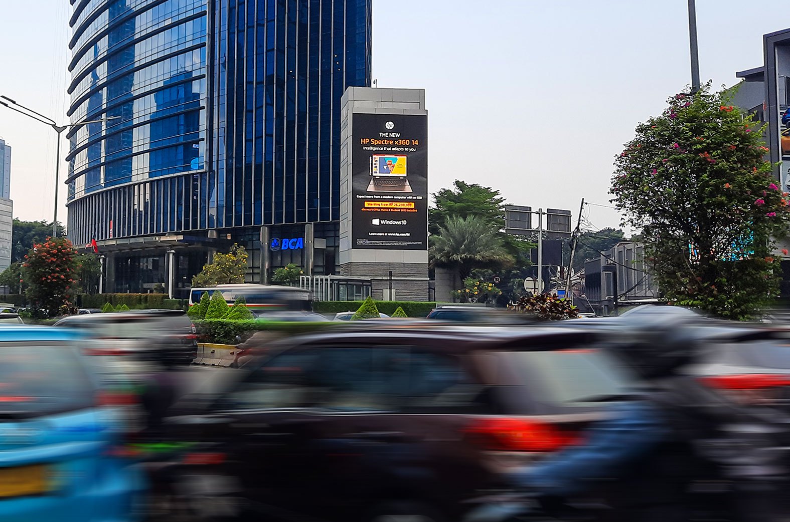 The City Tower digital led screen, View Semanggi to Bundaran HI, Central Jakarta, Indonesia