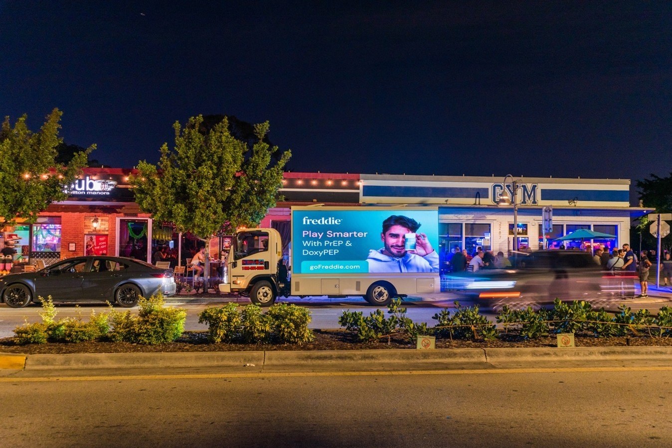 Mobile LED billboard truck on a Las Vegas entertainment strip