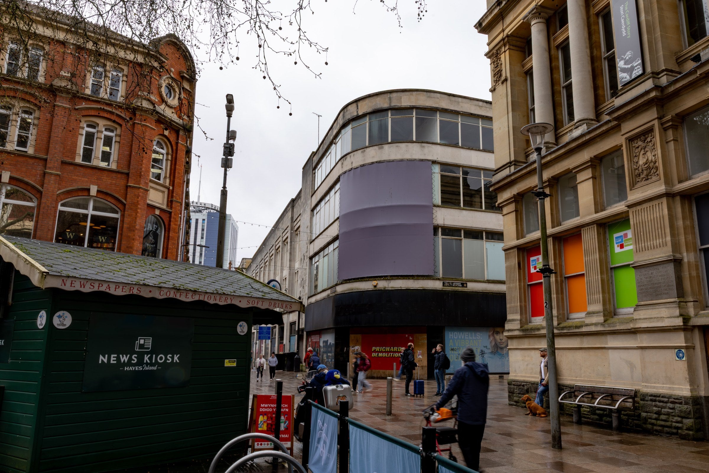 Trinity Street and The Hayes large-format billboard building, Cardiff